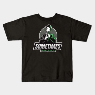 Cyber Security - Hacker - Sometimes I wear a Black Hat - Green V1 Kids T-Shirt